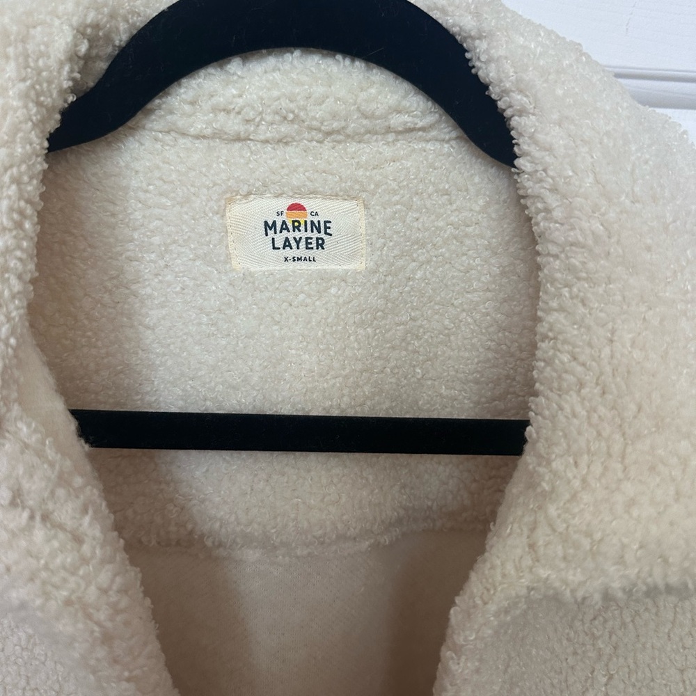 Marine Layer Cream Sherpa Shacket Jacket - Picture 2 of 4